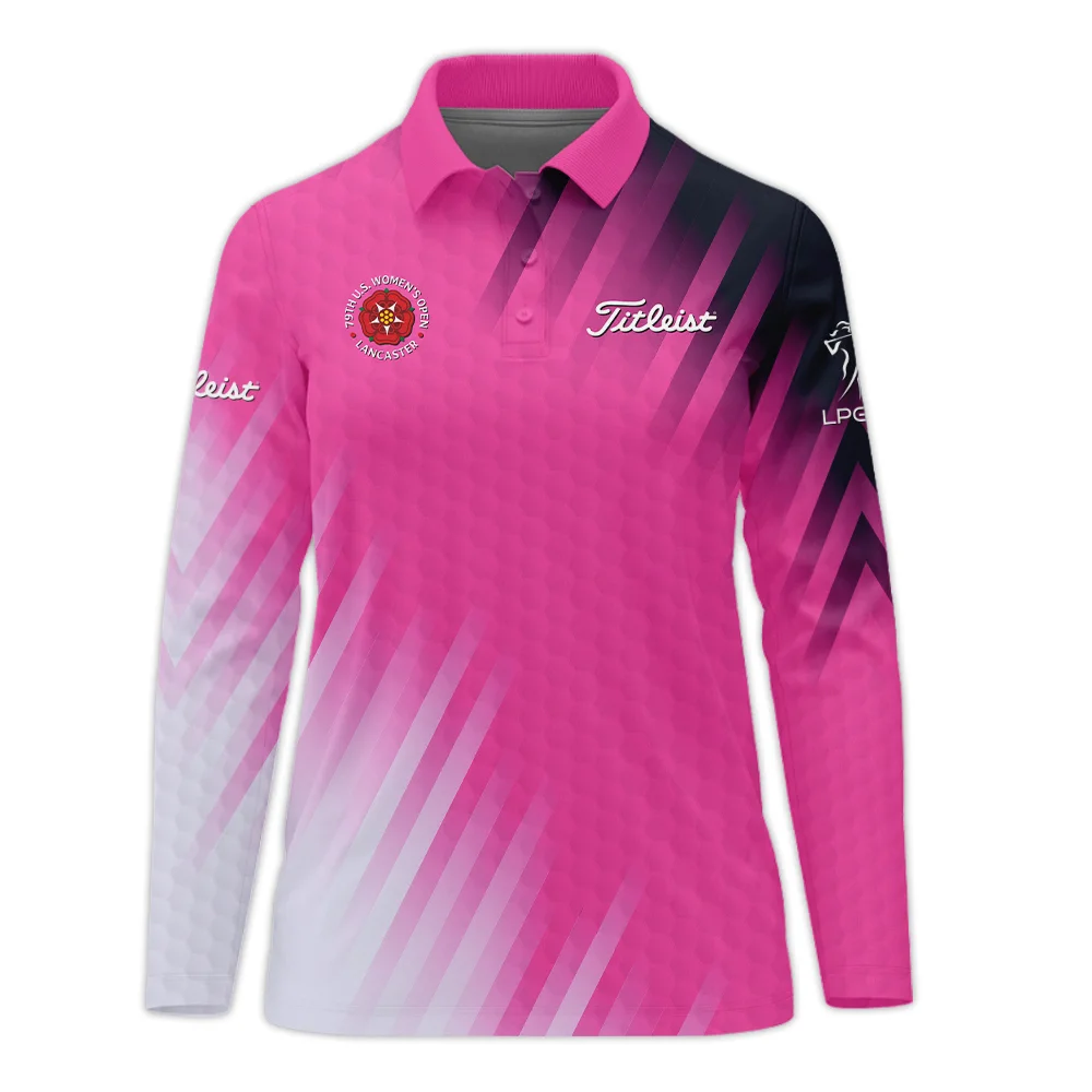 Golf 79th U.S. Women’s Open Lancaster Titleist Zipper Long Polo Shirt Pink Color All Over Print Zipper Long Polo Shirt For Woman