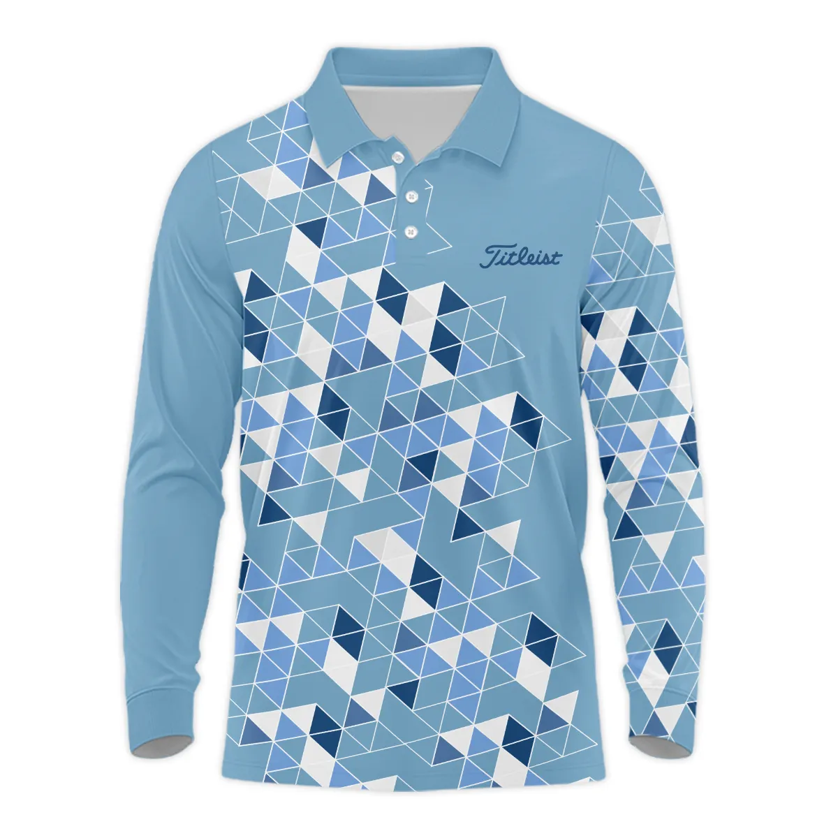 Golf Blue Geometric Mosaic Pattern 2024 PGA Championship Valhalla Titleist Long Polo Shirt Style Classic