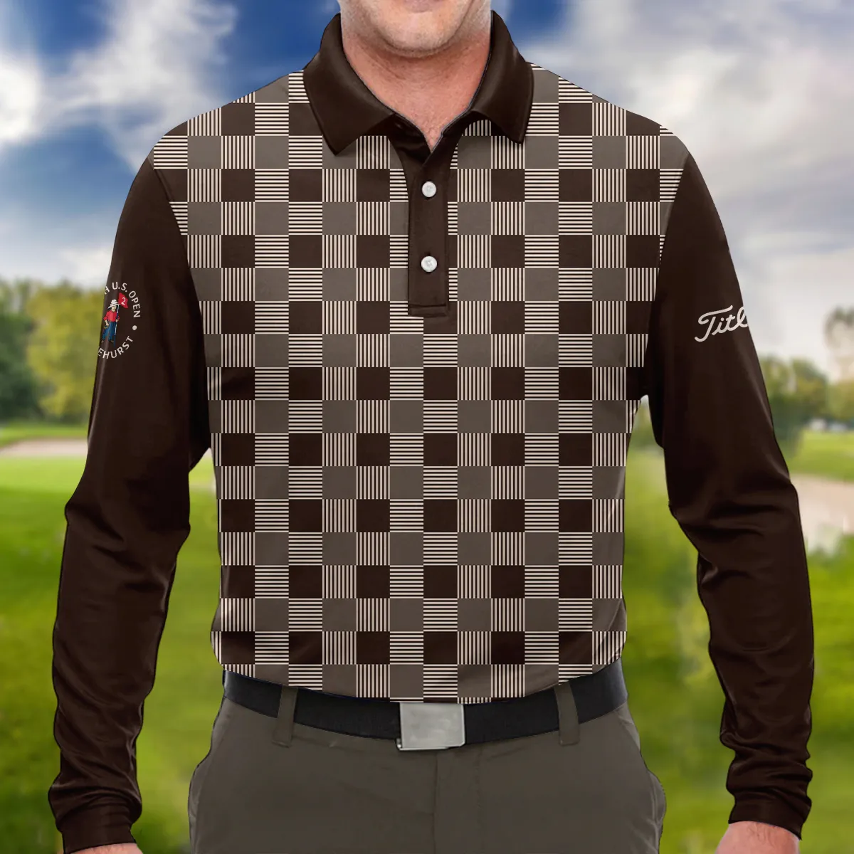 Golf Brown Square Pattern 124th U.S. Open Pinehurst Titleist Sleeveless Jacket Style Classic