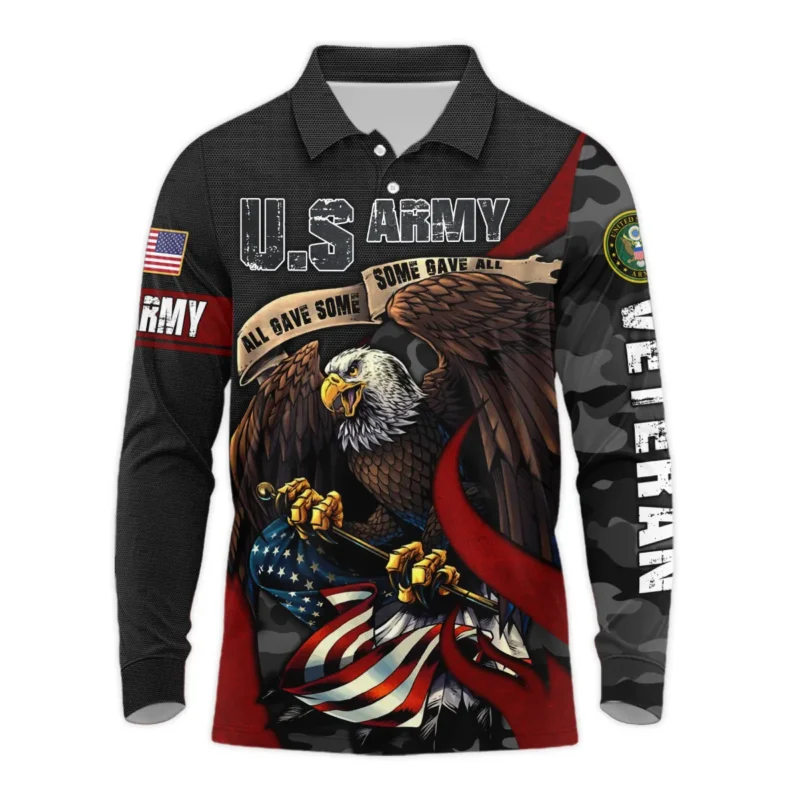 All Gave Some Some Gave All Veteran Eagle Flag U.S. Army Veterans All Over Prints Long Polo Shirt