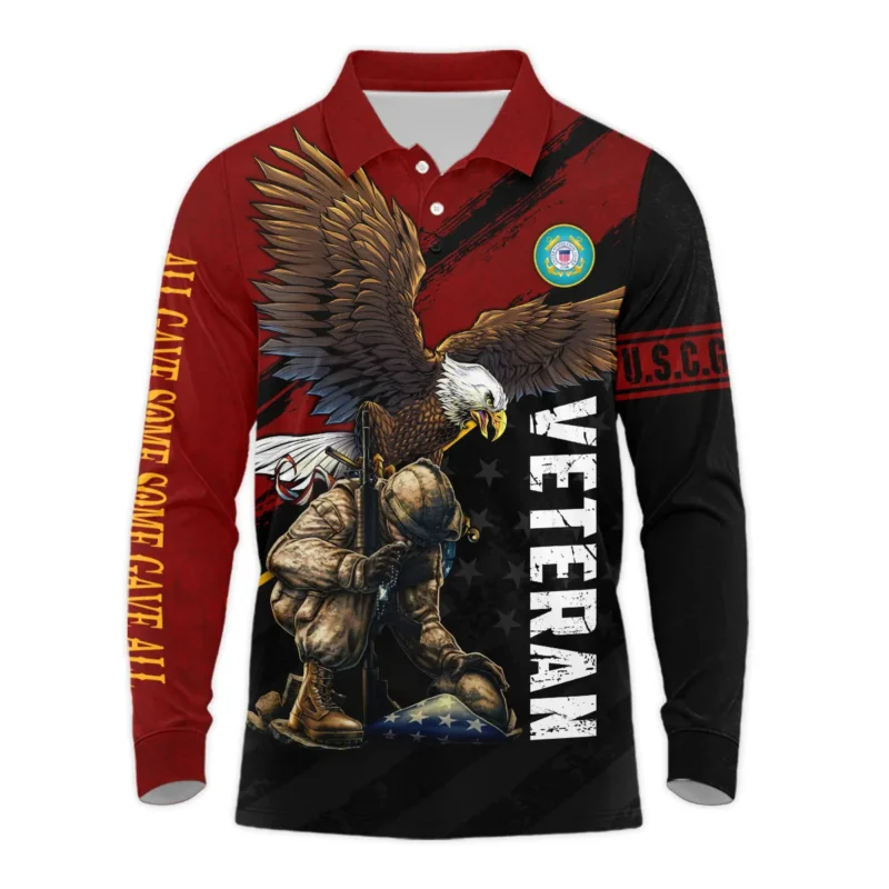 Veteran Eagle All Gave Some Some Gave All U.S. Coast Guard Veterans All Over Prints Long Polo Shirt