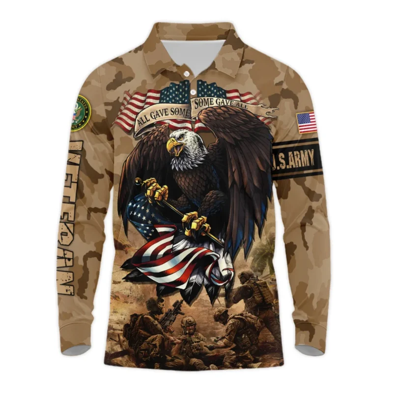 Veteran Camo Eagle All Gave Some Some Gave All U.S. Army Veterans All Over Prints Long Polo Shirt