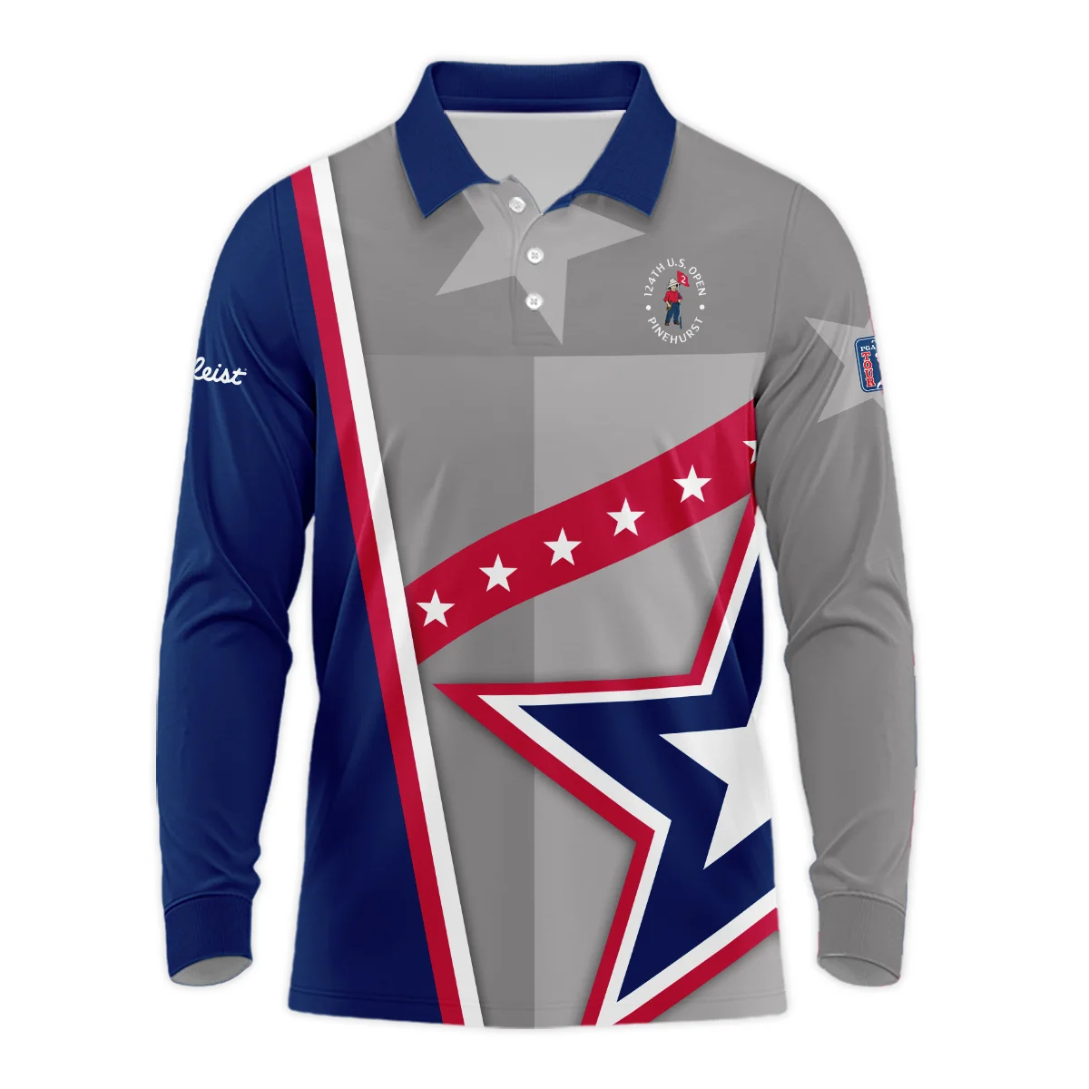 124th U.S. Open Pinehurst Titleist White Star Red Line Blue  Polo Shirt Style Classic Polo Shirt For Men