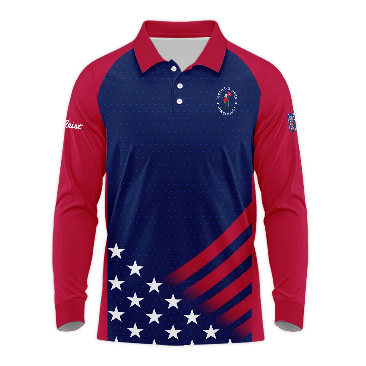 Titleist 124th U.S. Open Pinehurst Star White Dark Blue Red Background Quarter-Zip Jacket Style Classic Quarter-Zip Jacket
