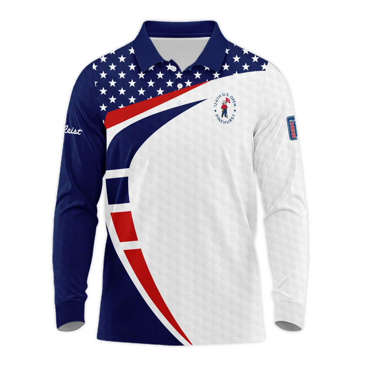 124th U.S. Open Pinehurst Titleist US Flag Blue Red Stars Vneck Polo Shirt Style Classic Polo Shirt For Men