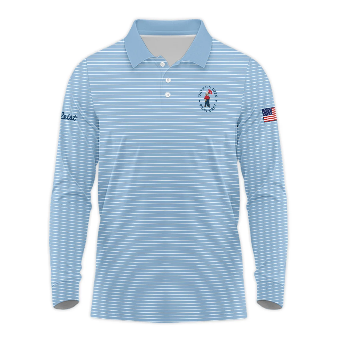 Blue White Line Pattern Titleist 124th U.S. Open Pinehurst Quarter-Zip Polo Shirt