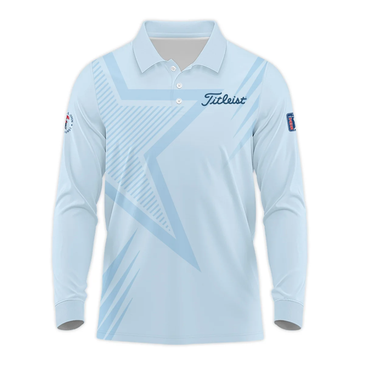 124th U.S. Open Pinehurst Golf Star Line Pattern Light Blue Titleist Zipper Polo Shirt Style Classic Zipper Polo Shirt For Men