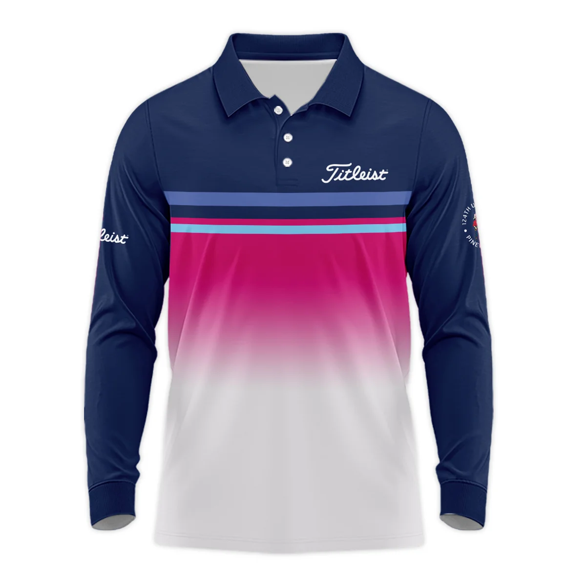 Sport Titleist 124th U.S. Open Pinehurst Zipper Hoodie Shirt White Strong Pink Very Dark Blue Pattern  All Over Print Zipper Hoodie Shirt