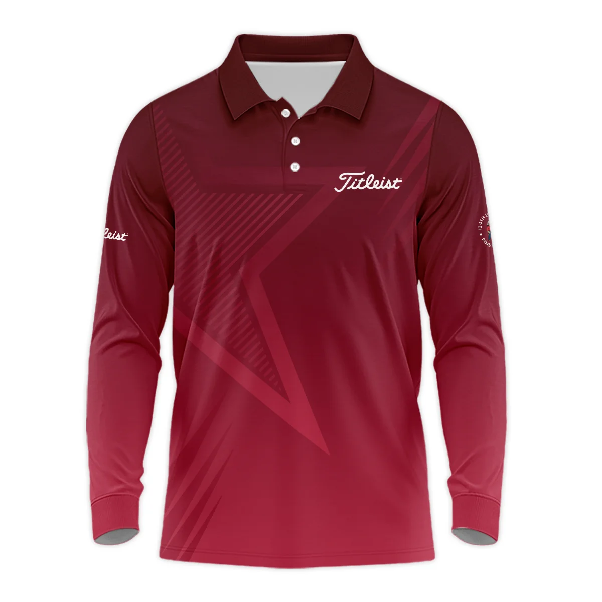 Titleist 124th U.S. Open Pinehurst Golf Sport Long Polo Shirt Star Gradient Red Straight Pattern Long Polo Shirt For Men
