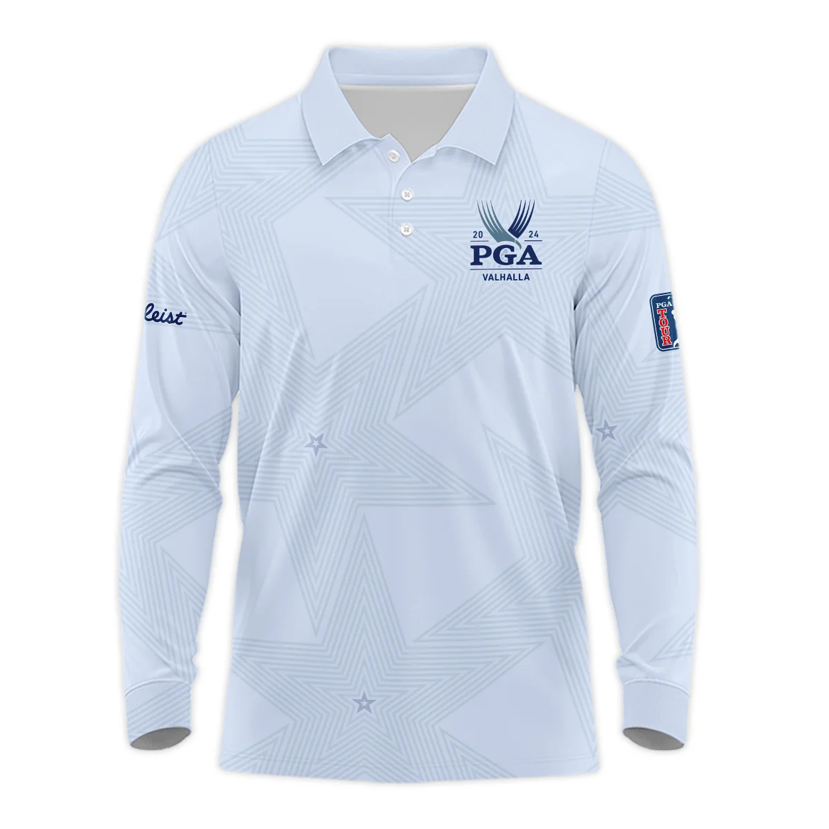 2024 PGA Championship Valhalla Golf Titleist Long Polo Shirt Stars Lavender Mist Golf Sports All Over Print Long Polo Shirt For Men