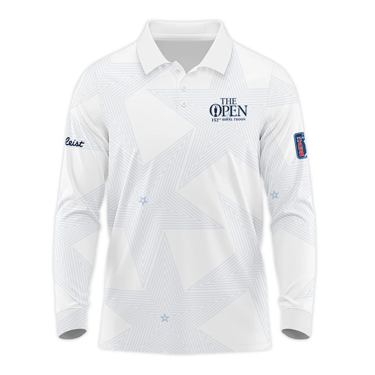 152nd The Open Championship Golf Titleist Long Polo Shirt Stars White Navy Golf Sports All Over Print Long Polo Shirt For Men