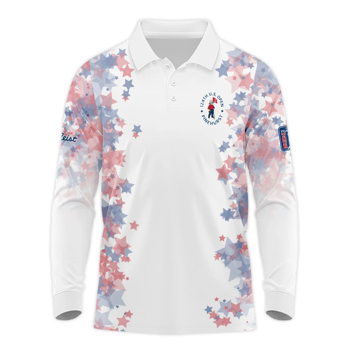 Special Version 124th U.S. Open Pinehurst Titleist Zipper Polo Shirt Coloured Stars Zipper Polo Shirt For Men