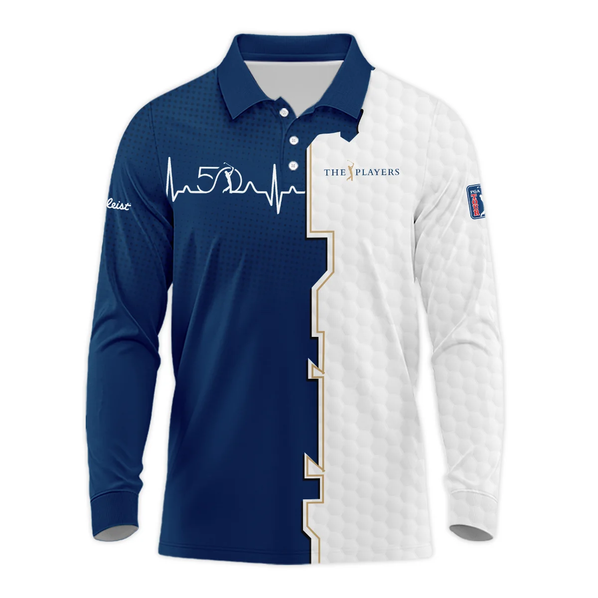 Golf Heart Beat Navy Blue THE PLAYERS Championship Titleist Style Classic, Short Sleeve Polo Shirts Quarter-Zip Casual Slim Fit Mock Neck Basic