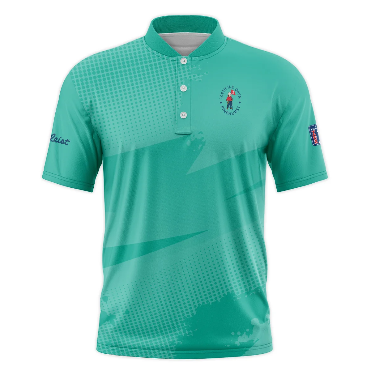 Golf Sport Pattern Green Mix Color 124th U.S. Open Pinehurst Titleist Style Classic, Short Sleeve Round Neck Polo Shirt