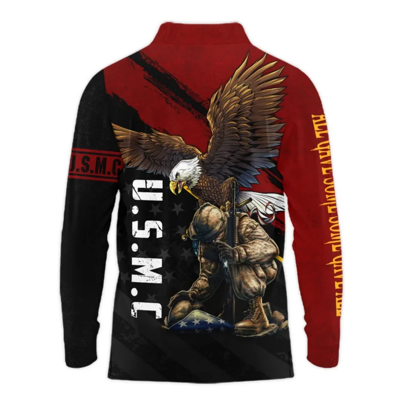 Veteran Eagle All Gave Some Some Gave All U.S. Marine Corps Veterans All Over Prints Long Polo Shirt