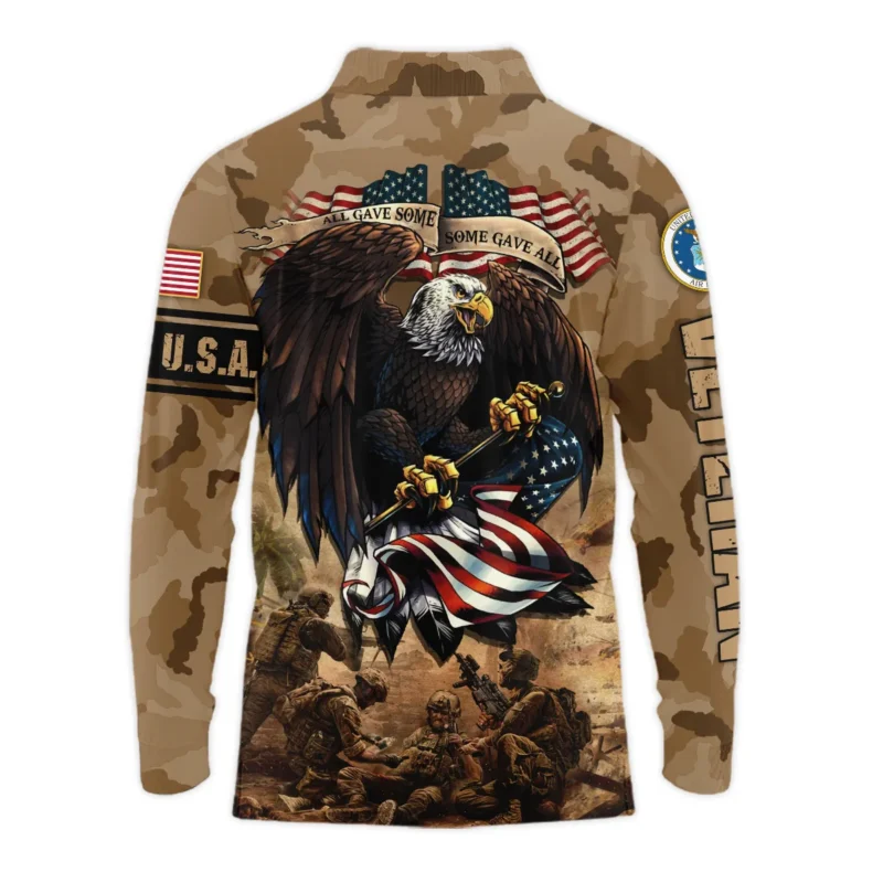 Veteran Camo Eagle All Gave Some Some Gave All U.S. Air Force Veterans All Over Prints Long Polo Shirt