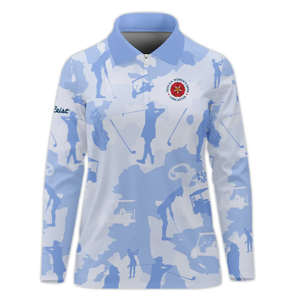 Camo Blue Color 79th U.S. Women’s Open Lancaster Titleist Long Polo Shirt Golf Sport All Over Print Long Polo Shirt For Woman