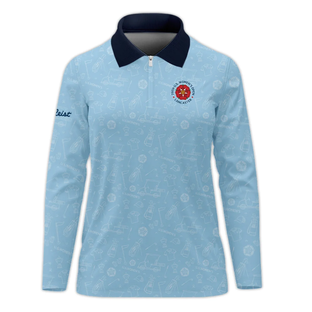 Golf Pattern Blue 79th U.S. Women’s Open Lancaster Titleist Long Polo Shirt Golf Sport All Over Print Long Polo Shirt For Woman