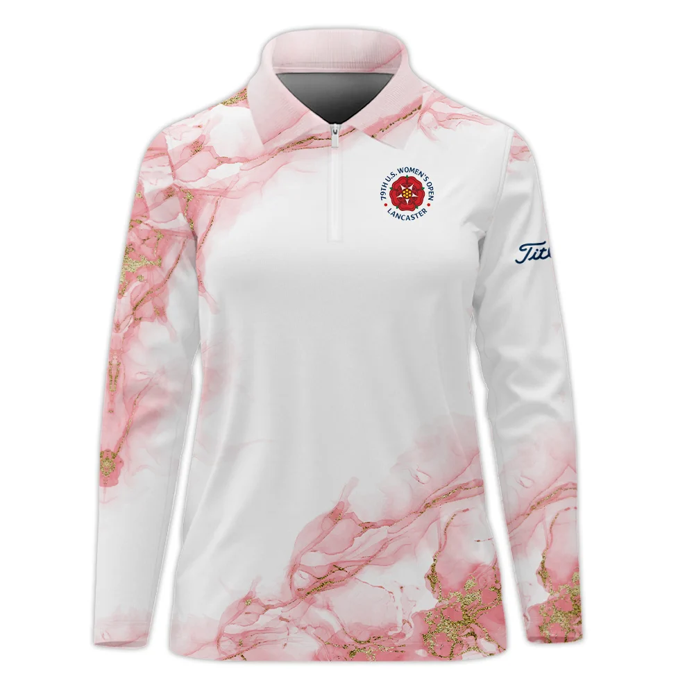 Pink Gold Marble 79th U.S. Women’s Open Lancaster Titleist Sleeveless Polo Shirt Golf Sport All Over Print Sleeveless Polo Shirt For Woman