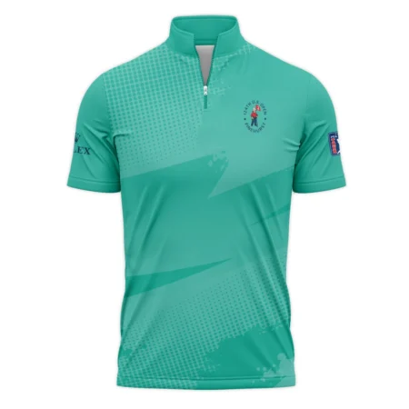 Golf Sport Pattern Green Mix Color 124th U.S. Open Pinehurst Rolex Quarter-Zip Polo Shirt