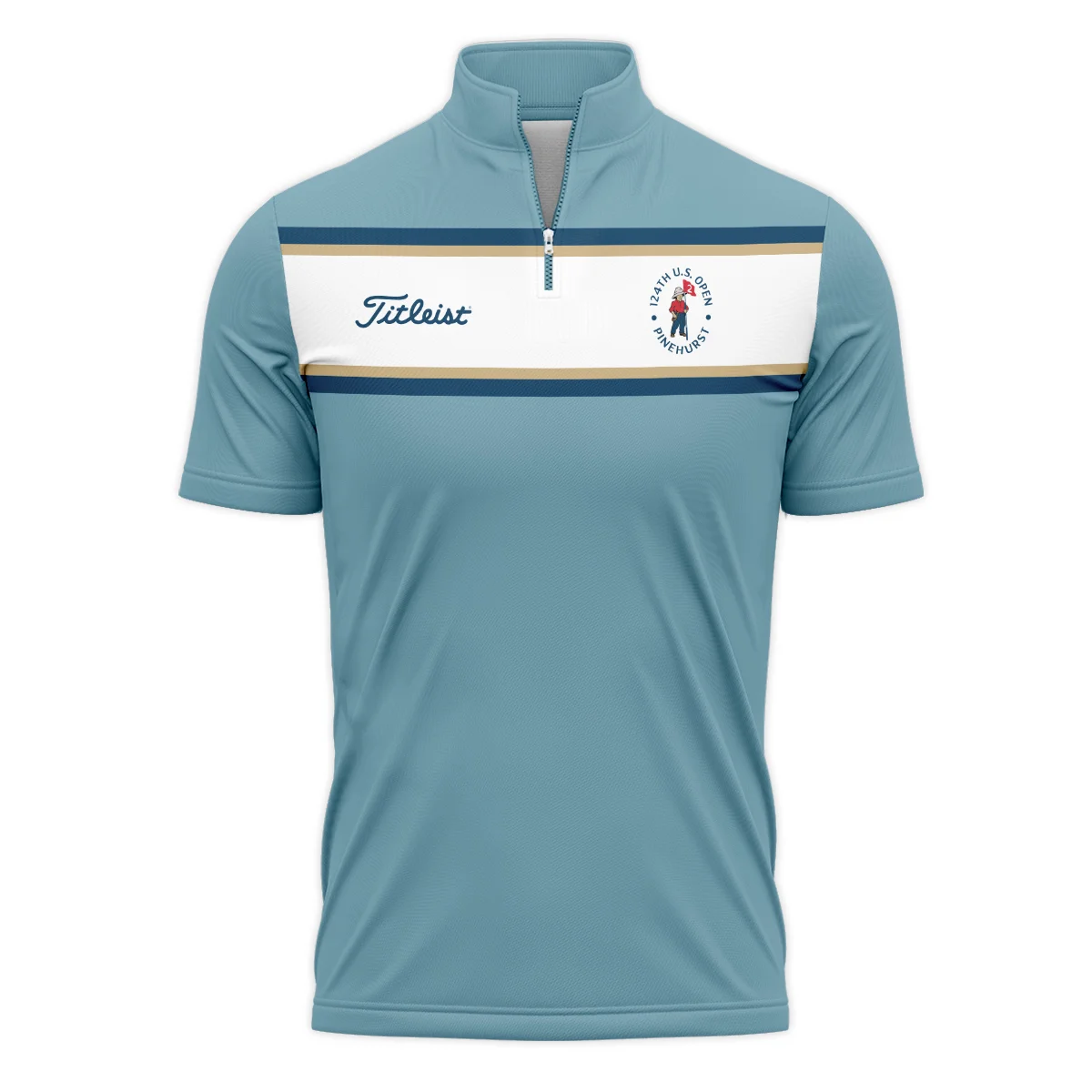 124th U.S. Open Pinehurst Golf Sport Mostly Desaturated Dark Blue Yellow Titleist Zipper Hoodie Shirt Style Classic