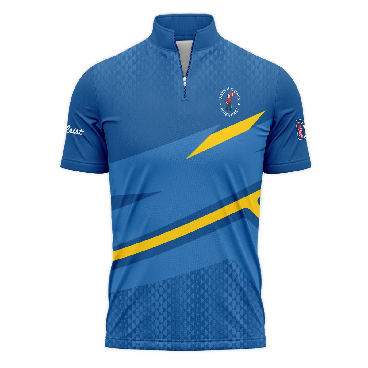 Titleist 124th U.S. Open Pinehurst Blue Yellow Mix Pattern Vneck Polo Shirt Style Classic