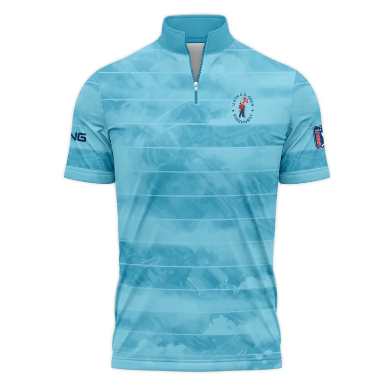 Ping 124th U.S. Open Pinehurst Blue Abstract Background Line Quarter-Zip Polo Shirt