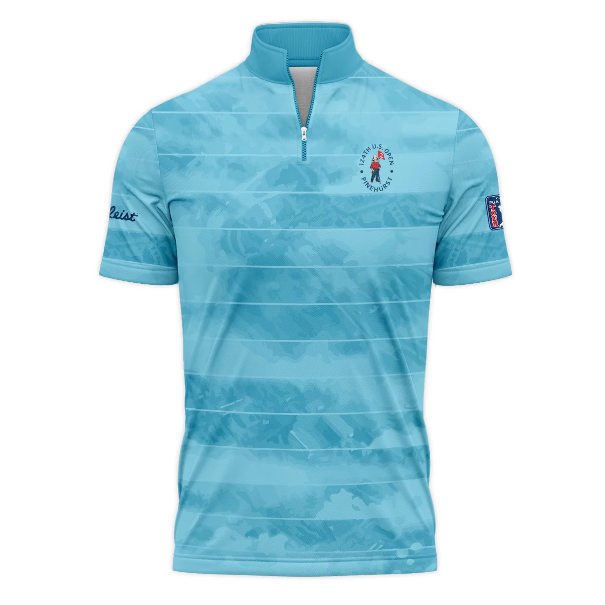 Titleist 124th U.S. Open Pinehurst Blue Abstract Background Line Style Classic, Short Sleeve Round Neck Polo Shirt