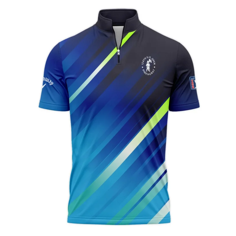 Callaway 124th U.S. Open Pinehurst Green Dark Blue Gradient Abstract Yellow Quarter-Zip Polo Shirt