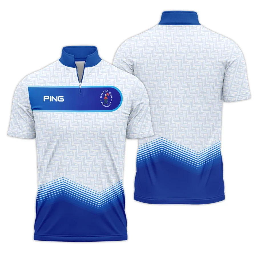 124th U.S. Open Pinehurst Blue Gradient Pattern White  Ping Quarter-Zip Polo Shirt