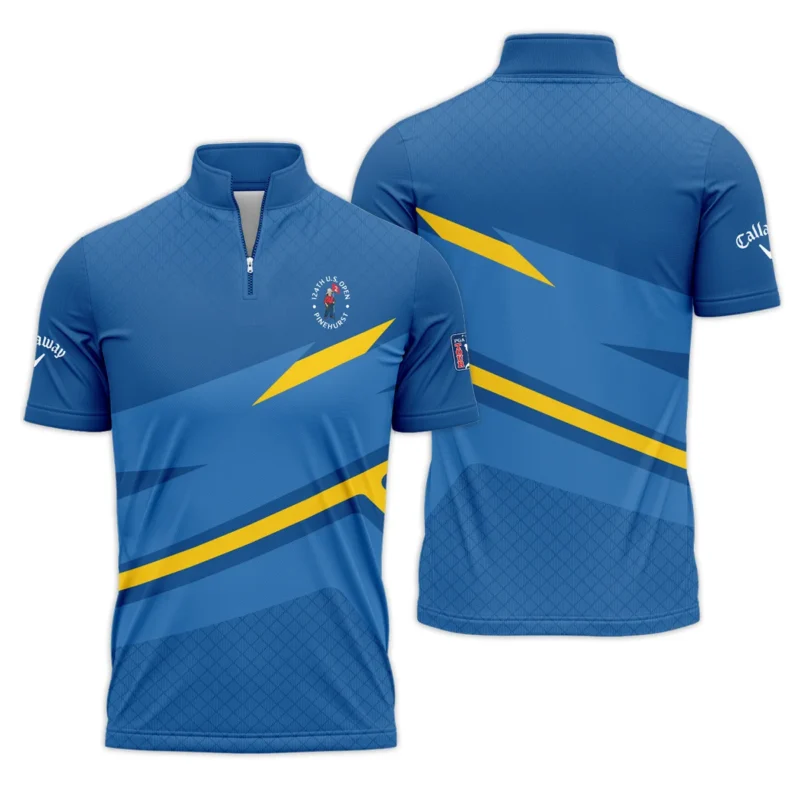 Callaway 124th U.S. Open Pinehurst Blue Yellow Mix Pattern Quarter-Zip Polo Shirt