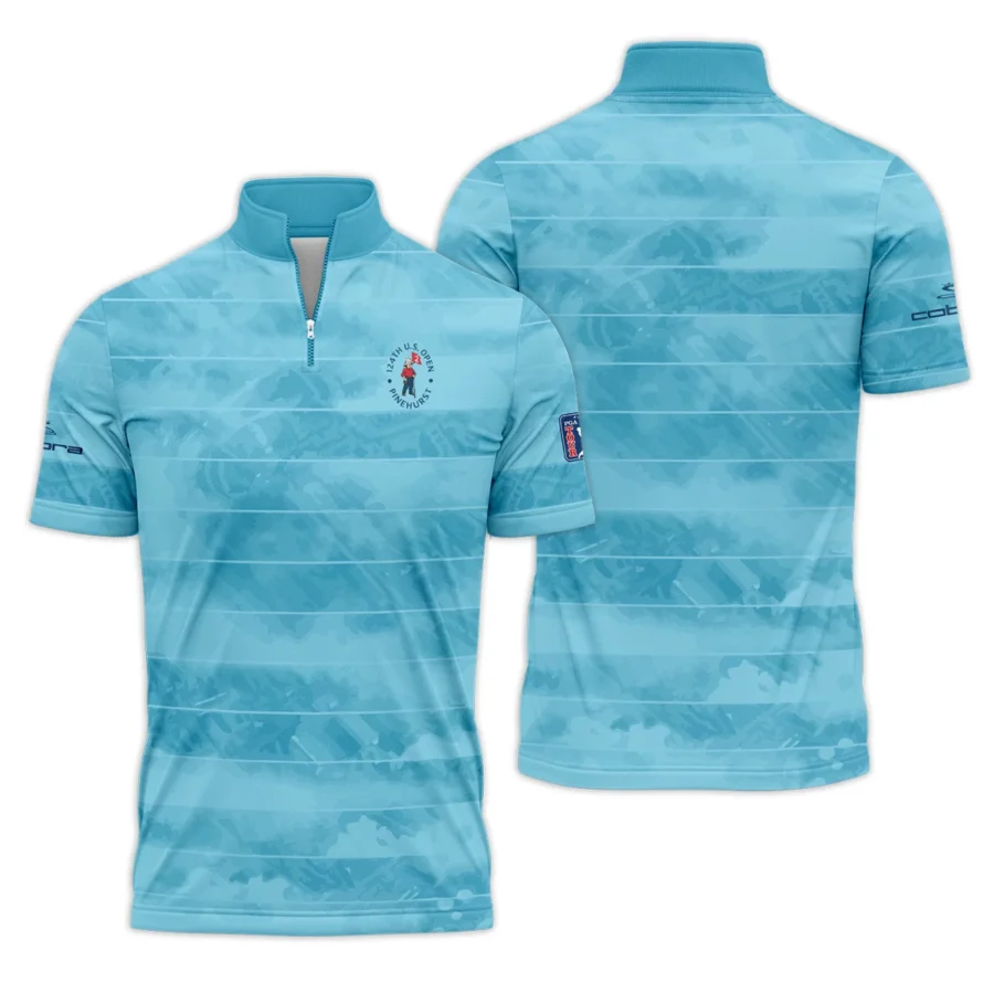 Cobra Golf 124th U.S. Open Pinehurst Blue Abstract Background Line Quarter-Zip Polo Shirt