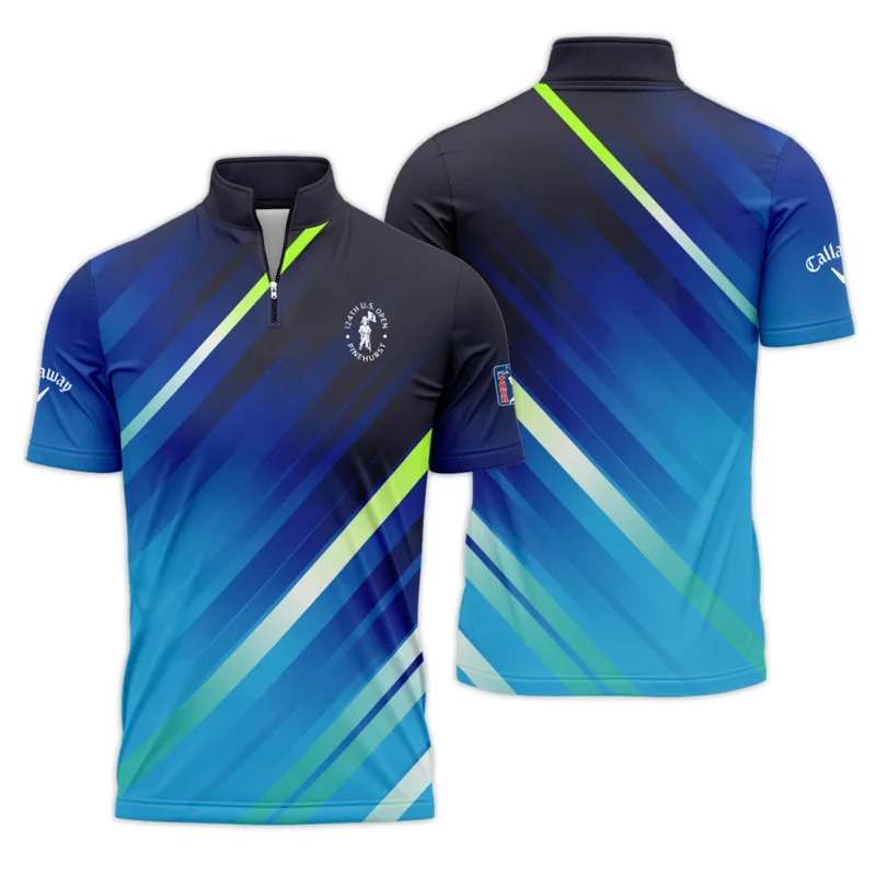 Callaway 124th U.S. Open Pinehurst Green Dark Blue Gradient Abstract Yellow Quarter-Zip Polo Shirt