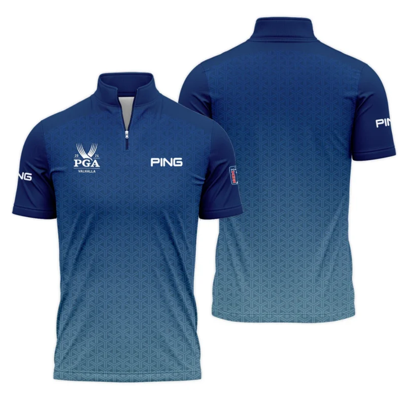 Golf Sport Pattern Blue Sport Uniform 2024 PGA Championship Valhalla Ping Quarter-Zip Polo Shirt