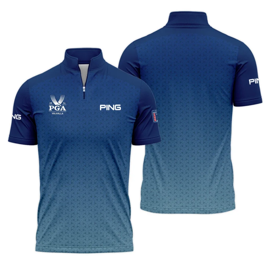 Golf Sport Pattern Blue Sport Uniform 2024 PGA Championship Valhalla Ping Quarter-Zip Polo Shirt