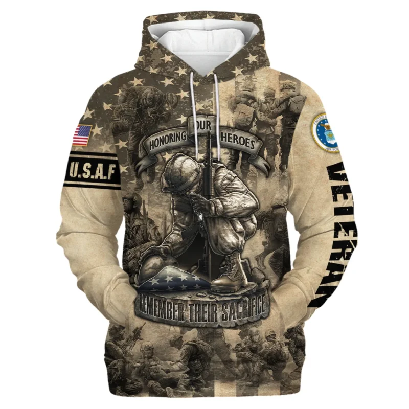 Veteran Remember Honor Respect Memorial Day U.S. Air Force Veterans All Over Prints Hoodie Shirt