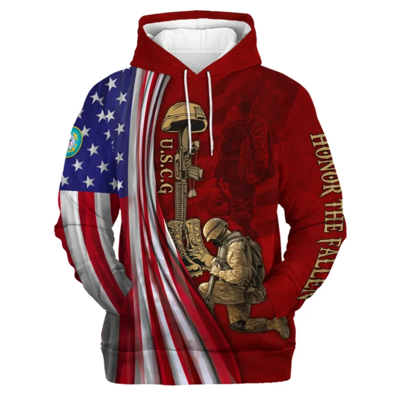 Veteran Us Flag Honor The Fallen U.S. Coast Guard Veterans All Over Prints Hoodie Shirt