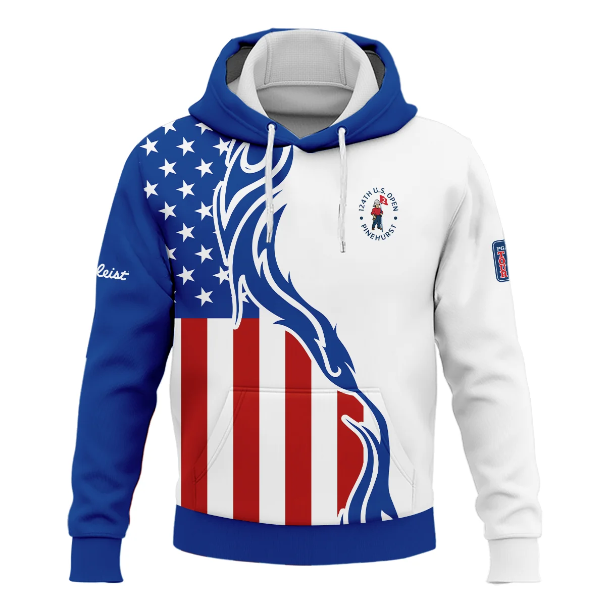 Golf Sport Titleist 124th U.S. Open Pinehurst Hoodie Shirt USA Flag Pattern Blue White All Over Print Hoodie Shirt
