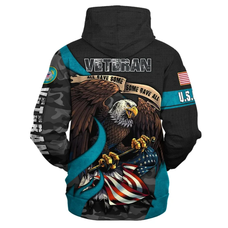 All Gave Some Some Gave All Veteran Eagle Flag U.S. Coast Guard Veterans All Over Prints Zipper Hoodie Shirt