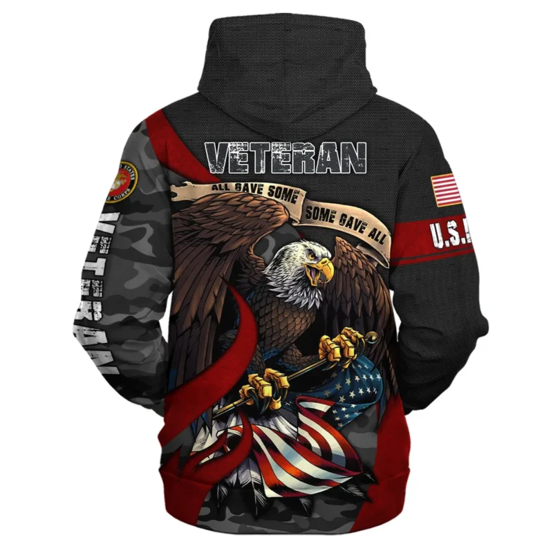 All Gave Some Some Gave All Veteran Eagle Flag U.S. Marine Corps Veterans All Over Prints Zipper Hoodie Shirt