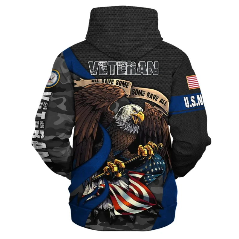 All Gave Some Some Gave All Veteran Eagle Flag U.S. Navy Veterans All Over Prints Zipper Hoodie Shirt