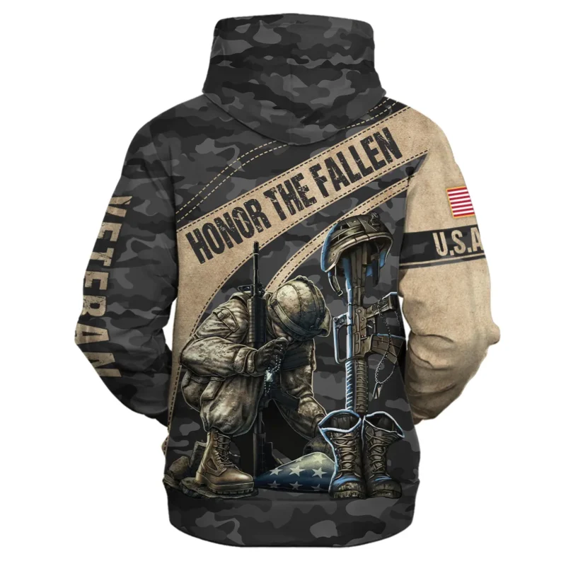 Veteran Camo Honor The Fallen U.S. Army Veterans All Over Prints Zipper Hoodie Shirt