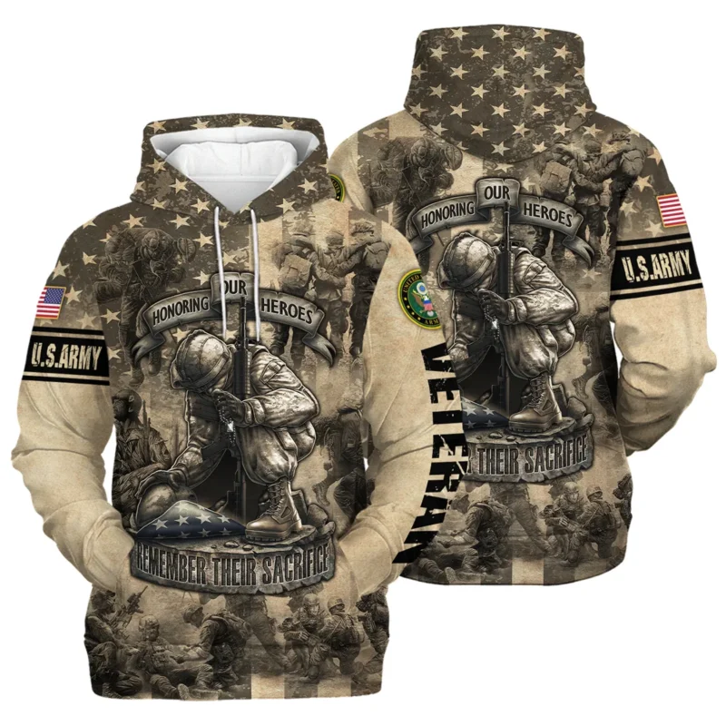 Veteran Remember Honor Respect Memorial Day U.S. Army Veterans All Over Prints Hoodie Shirt