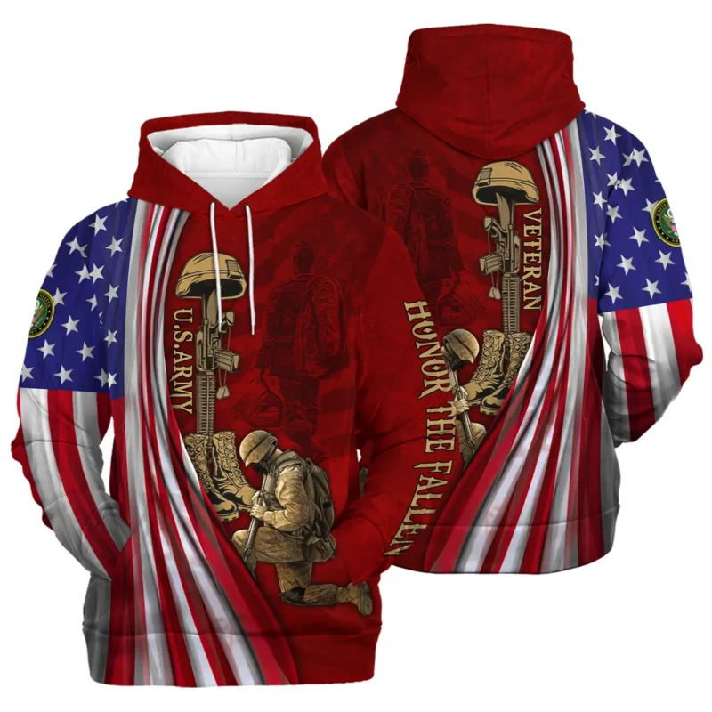 Veteran Us Flag Honor The Fallen U.S. Army Veterans All Over Prints Hoodie Shirt