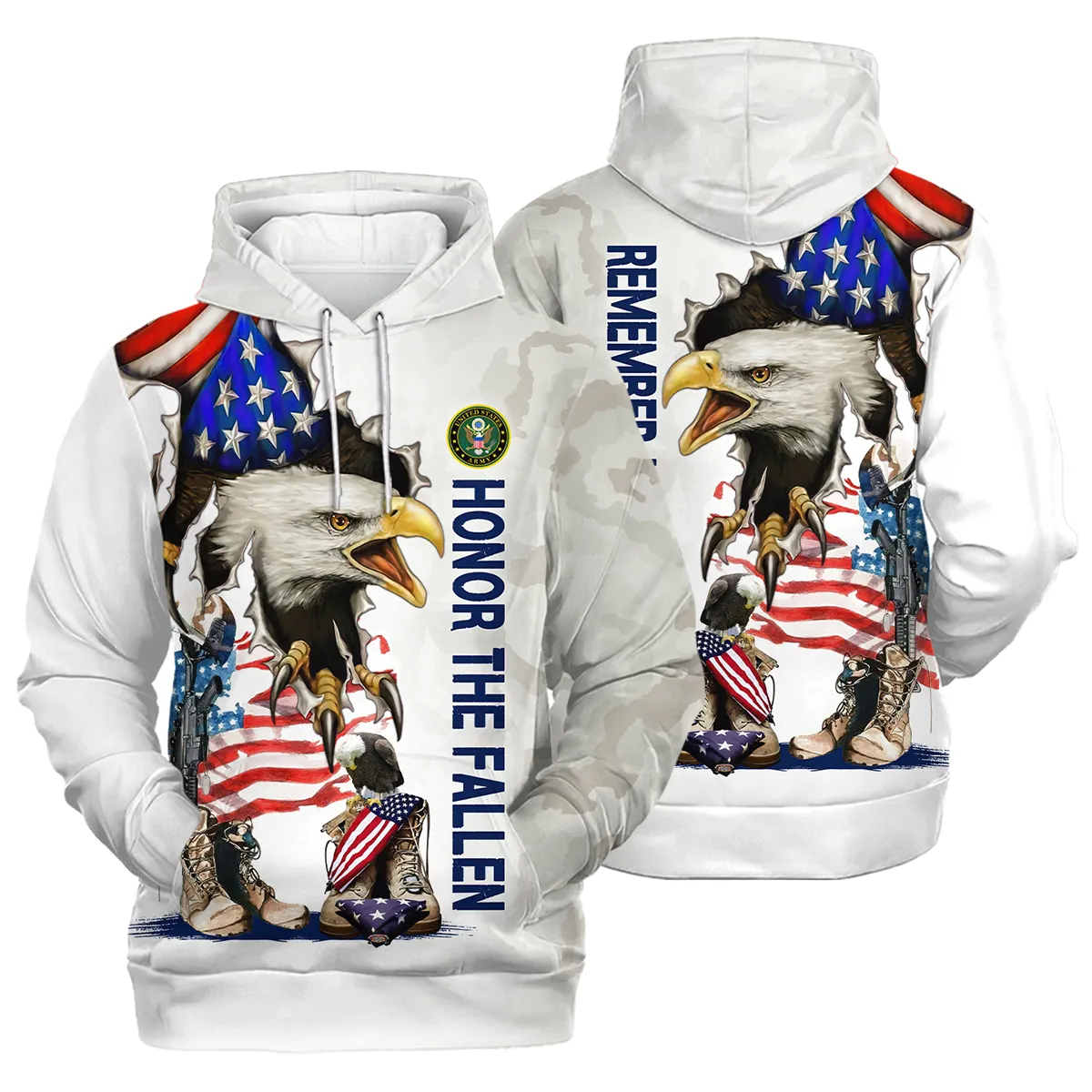 Veteran Remember Honor Respect U.S. Army Veterans All Over Prints Hoodie Shirt