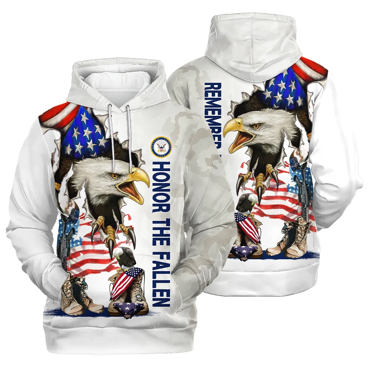 Veteran Remember Honor Respect U.S. Navy Veterans All Over Prints Hoodie Shirt