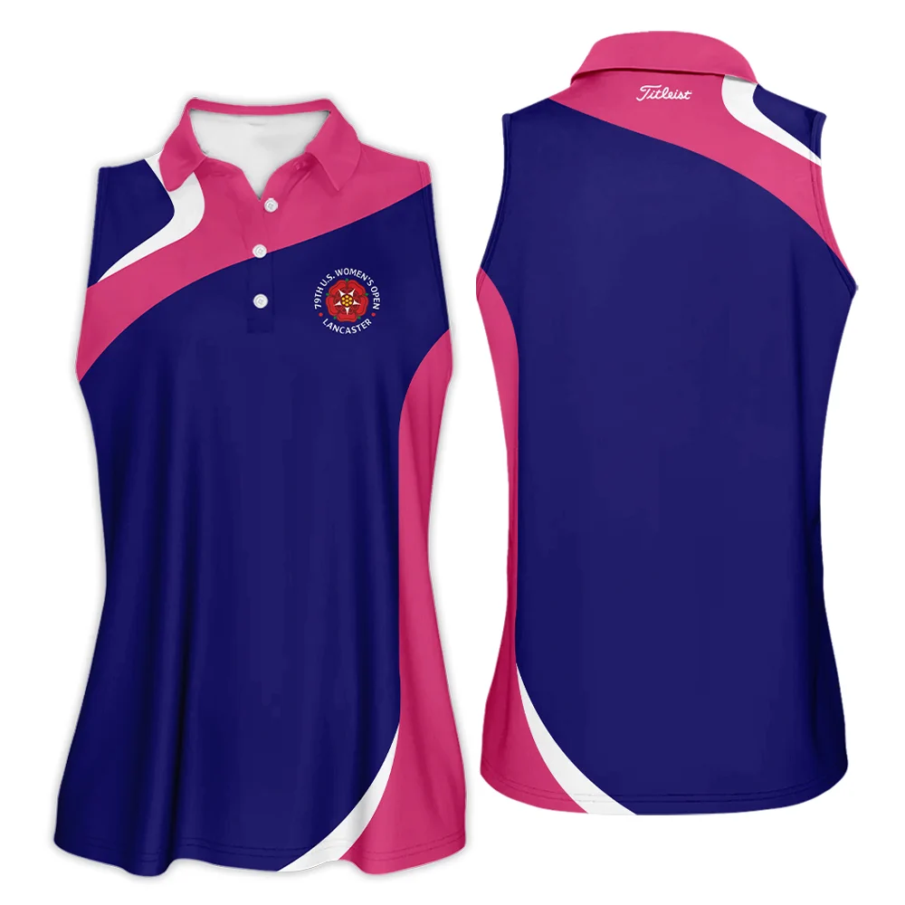 Golf Sport 79th U.S. Women’s Open Lancaster Titleist Sleeveless Polo Shirt Navy Mix Pink All Over Print Sleeveless Polo Shirt For Woman