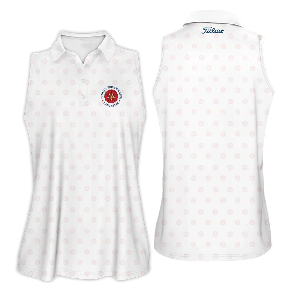 Golf Pattern 79th U.S. Women’s Open Lancaster Titleist Sleeveless Polo Shirt White Color All Over Print Sleeveless Polo Shirt For Woman