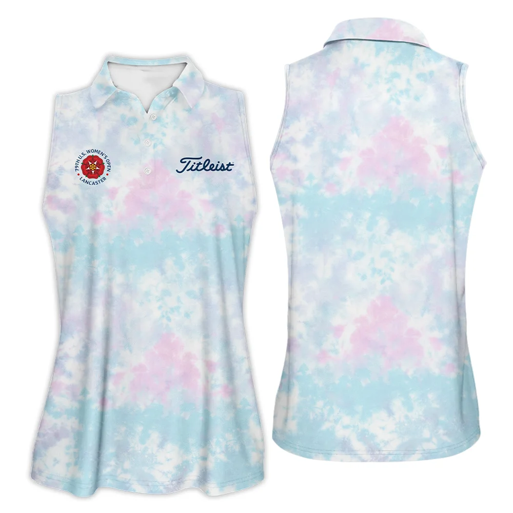 Tie Dye Pattern 79th U.s. Women Open Lancaster, Titleist Zipper Sleeveless Polo Shirt Blue Mix Pink Zipper Sleeveless Polo Shirt