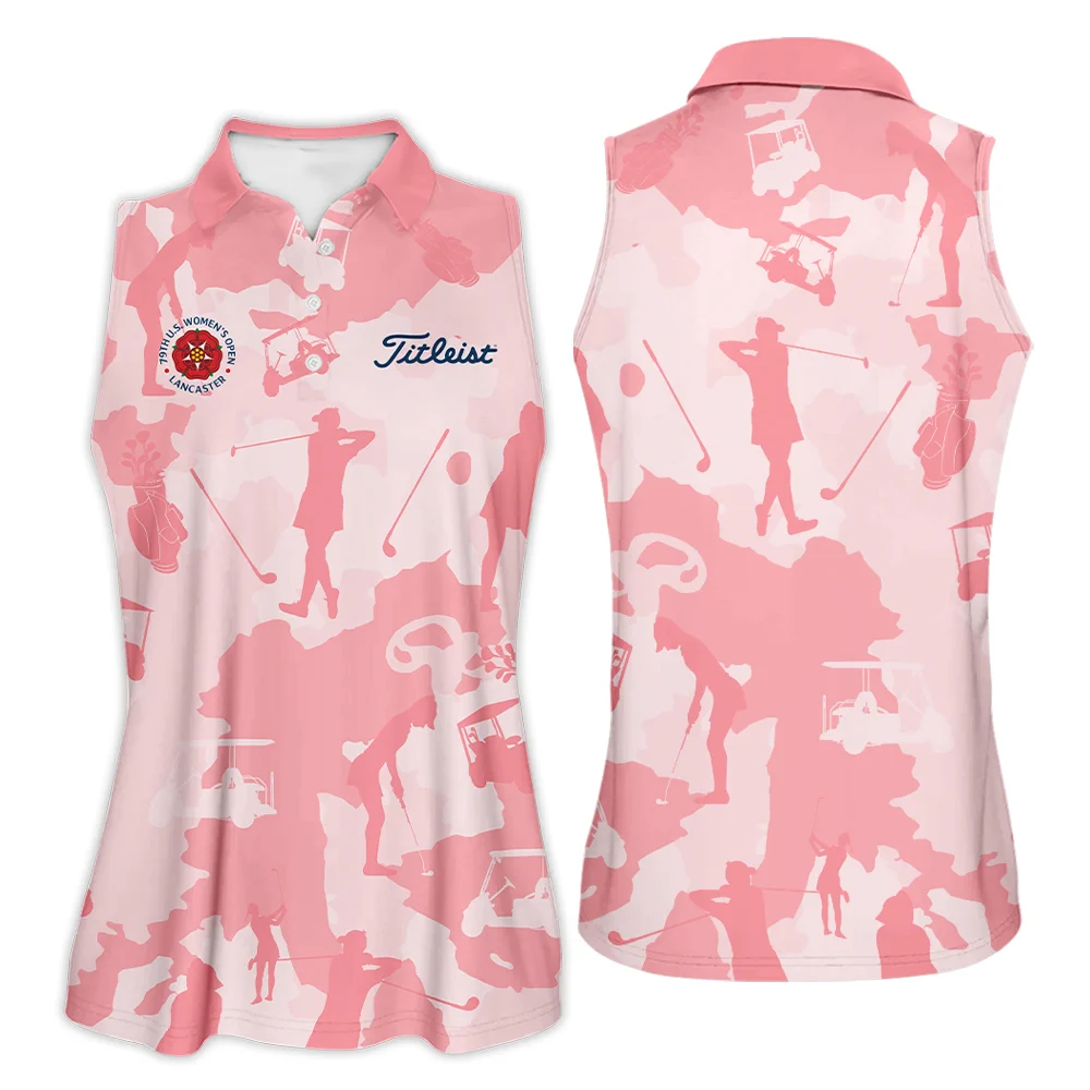 Camo Pink Color 79th U.S. Women’s Open Lancaster Titleist Zipper Long Polo Shirt Golf Sport All Over Print Zipper Long Polo Shirt For Woman